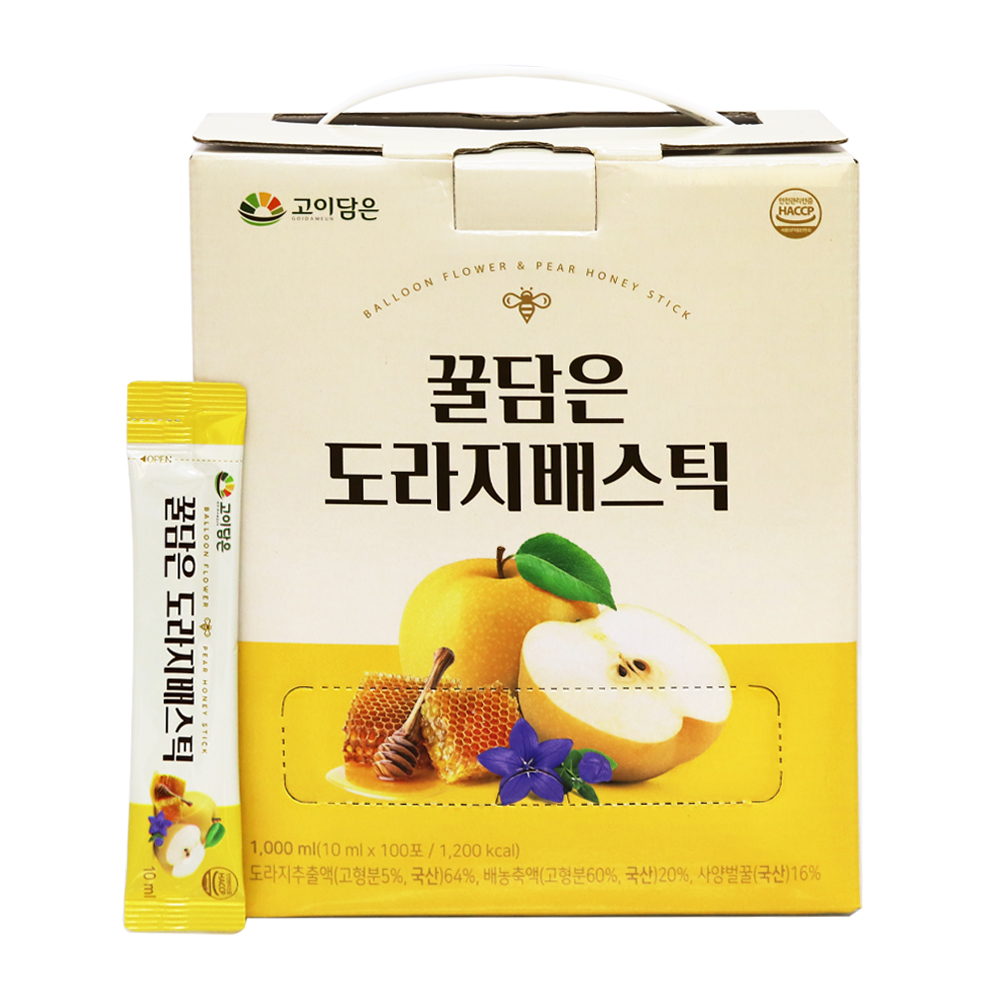 고이담은 꿀담은도라지배스틱 10ml*100포 도라지64%+배20%+꿀16%