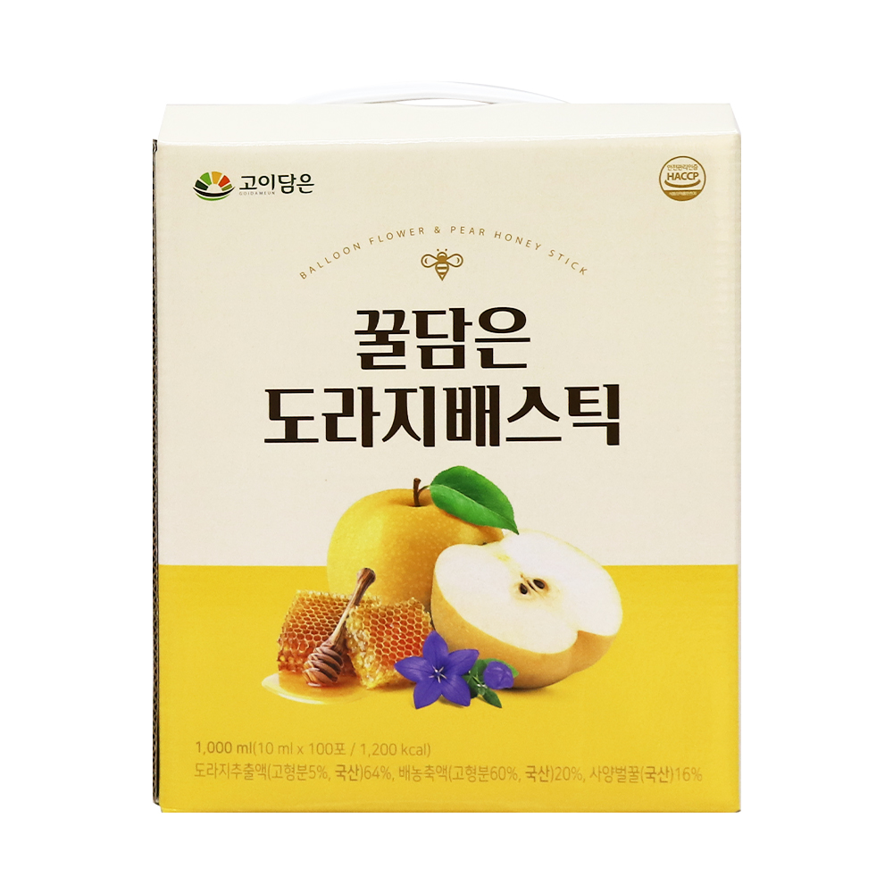 고이담은 꿀담은도라지배스틱 10ml*100포 도라지64%+배20%+꿀16%