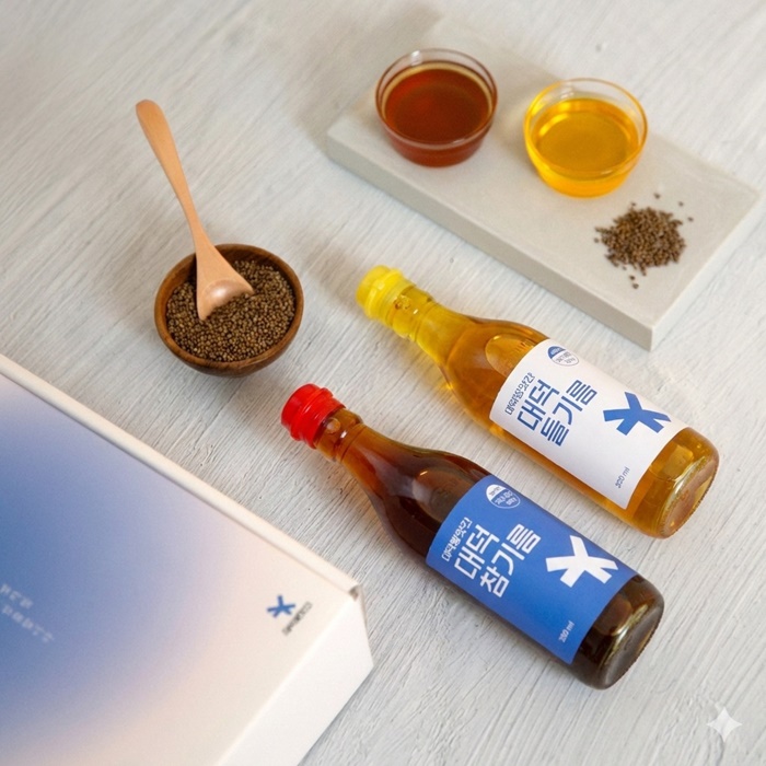 국산참기름 +국산들기름 선물세트 (350ml+350ml)