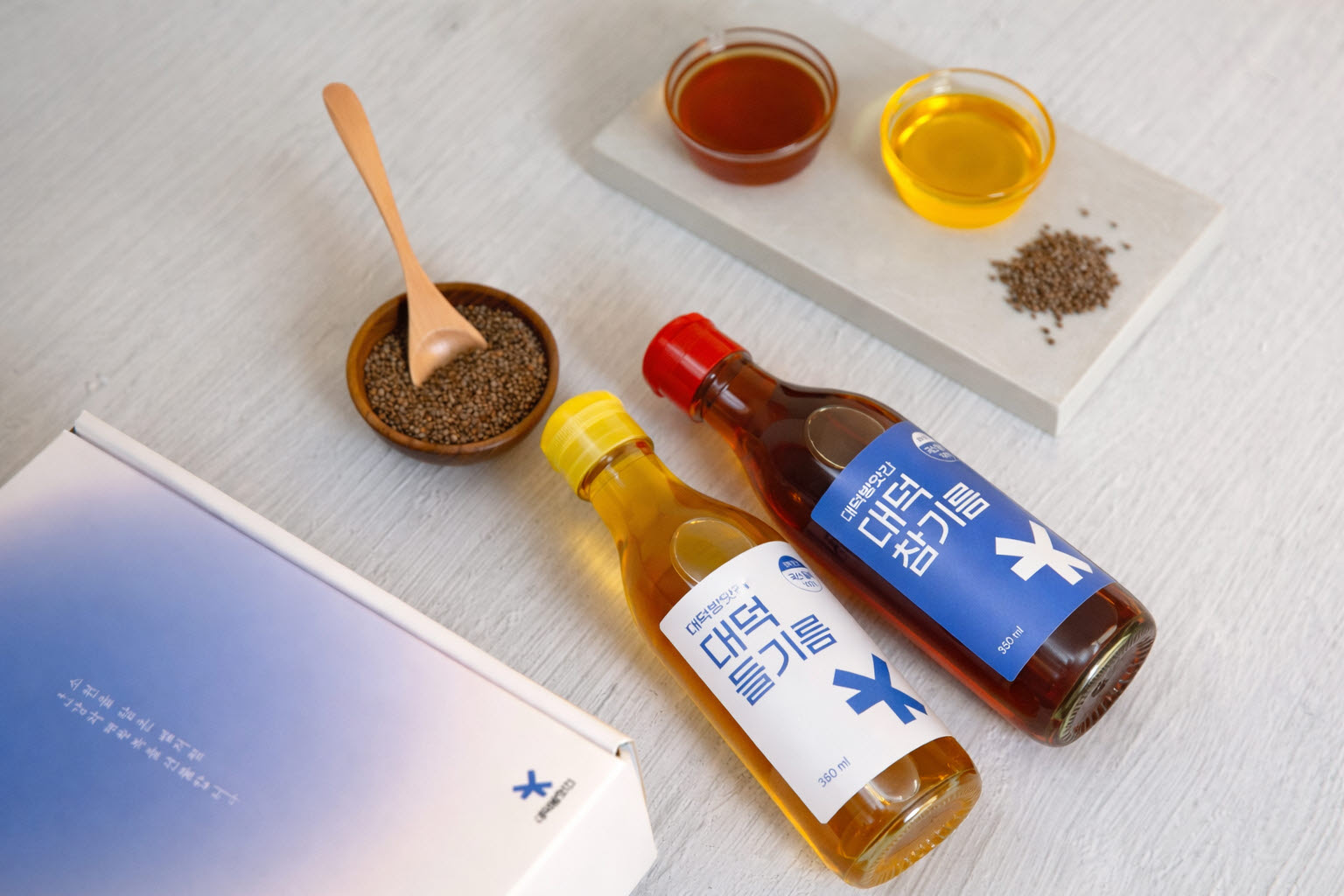 국산참기름 +국산들기름 선물세트 (350ml+350ml)