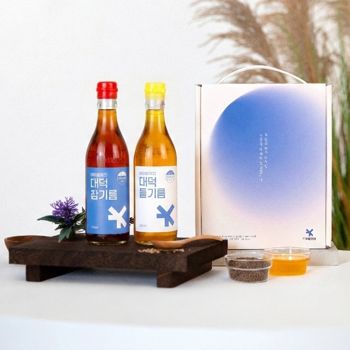 국산참기름 +국산들기름 선물세트 (350ml+350ml)