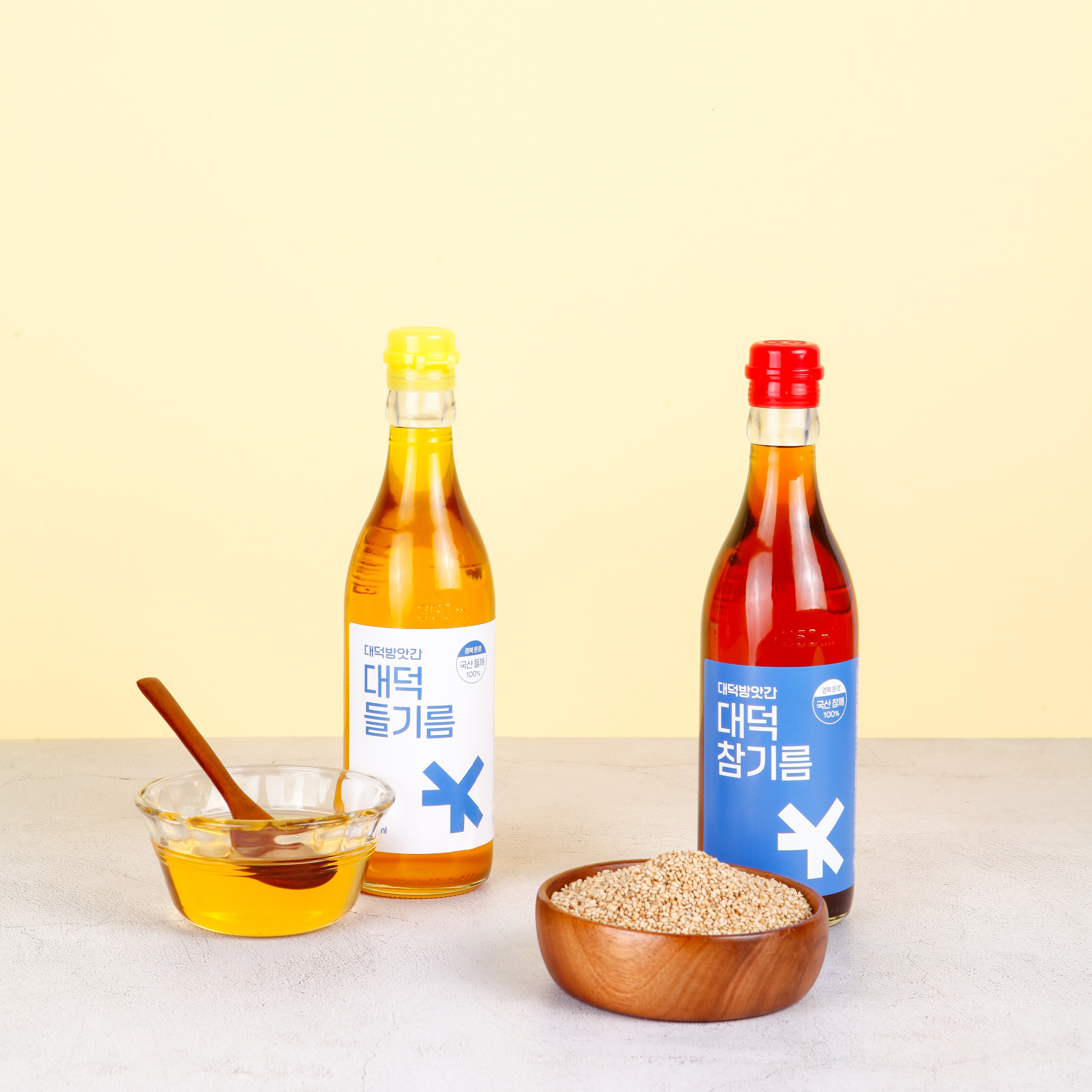 국산참기름 +국산들기름 선물세트 (350ml+350ml)