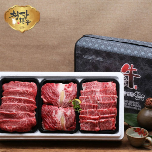 청담한우1+등급구이혼합선물2호1.5kg (등심500,갈비살500,특수부위500)[CD41]