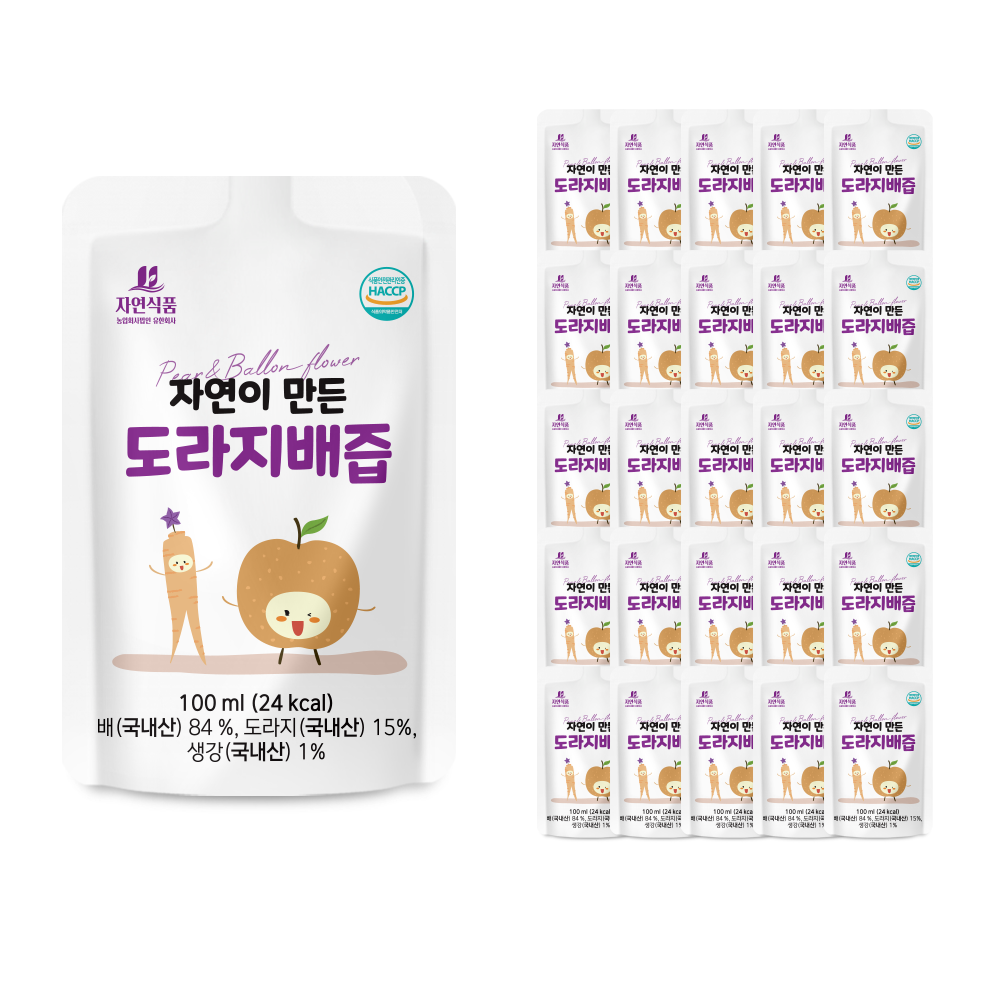 (도라지 15%) 자연이 만든 도라지배즙 파우치 100ml x 30팩/60팩