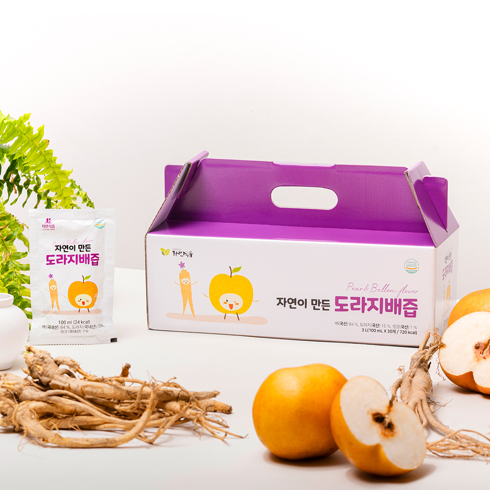 (도라지 15%) 자연이 만든 도라지배즙 파우치 100ml x 30팩/60팩