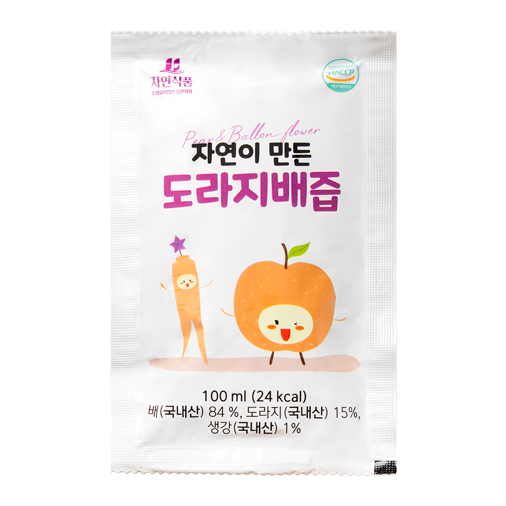 (도라지 15%) 자연이 만든 도라지배즙 파우치 100ml x 30팩/60팩