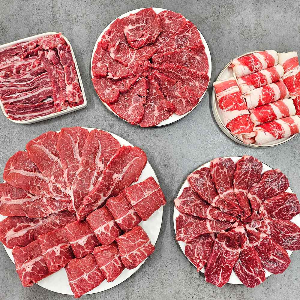 소고기 한판세트 1kg 부채 토시 갈비 살치 우삼겹 각 200g 대표이미지 섬네일