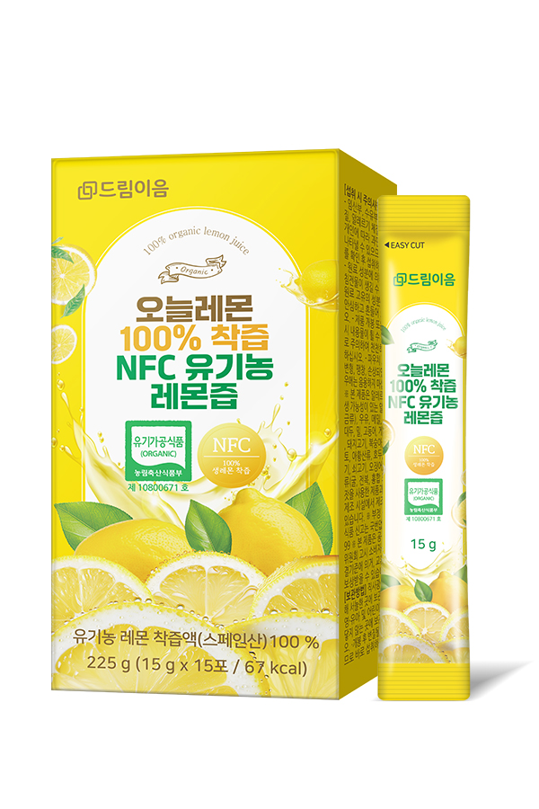 드림이음 오늘레몬 100% 착즙 NFC 유기농 레몬즙 레몬수 15포 x 1박스