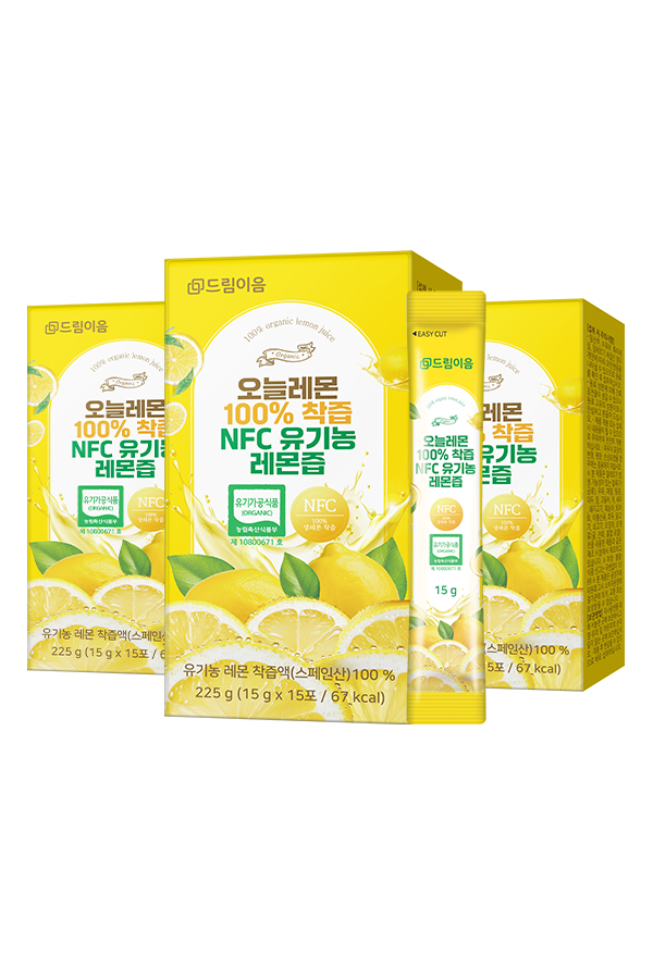드림이음 오늘레몬 100% 착즙 NFC 유기농 레몬즙 레몬수 15포 x 3박스