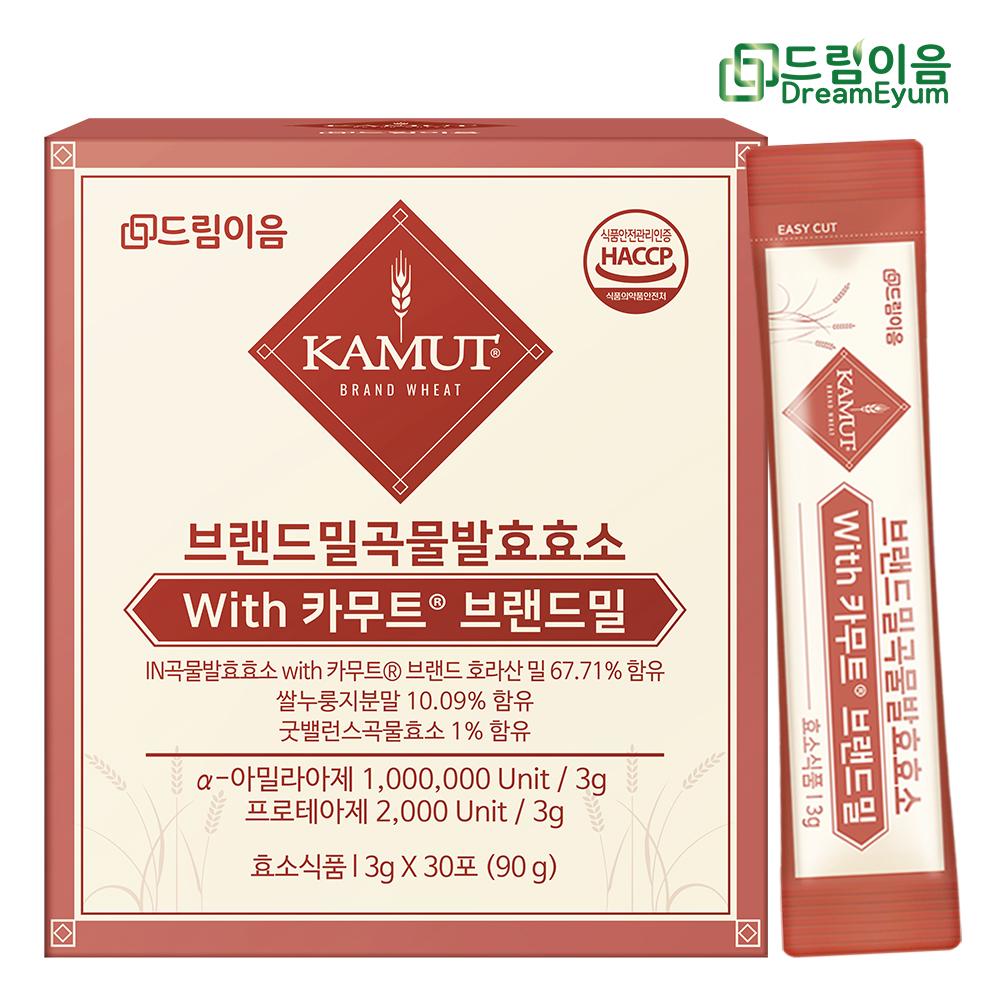 드림이음 카무트 효소 브랜드밀 곡류 발효효소 3g x 30포 1개월분