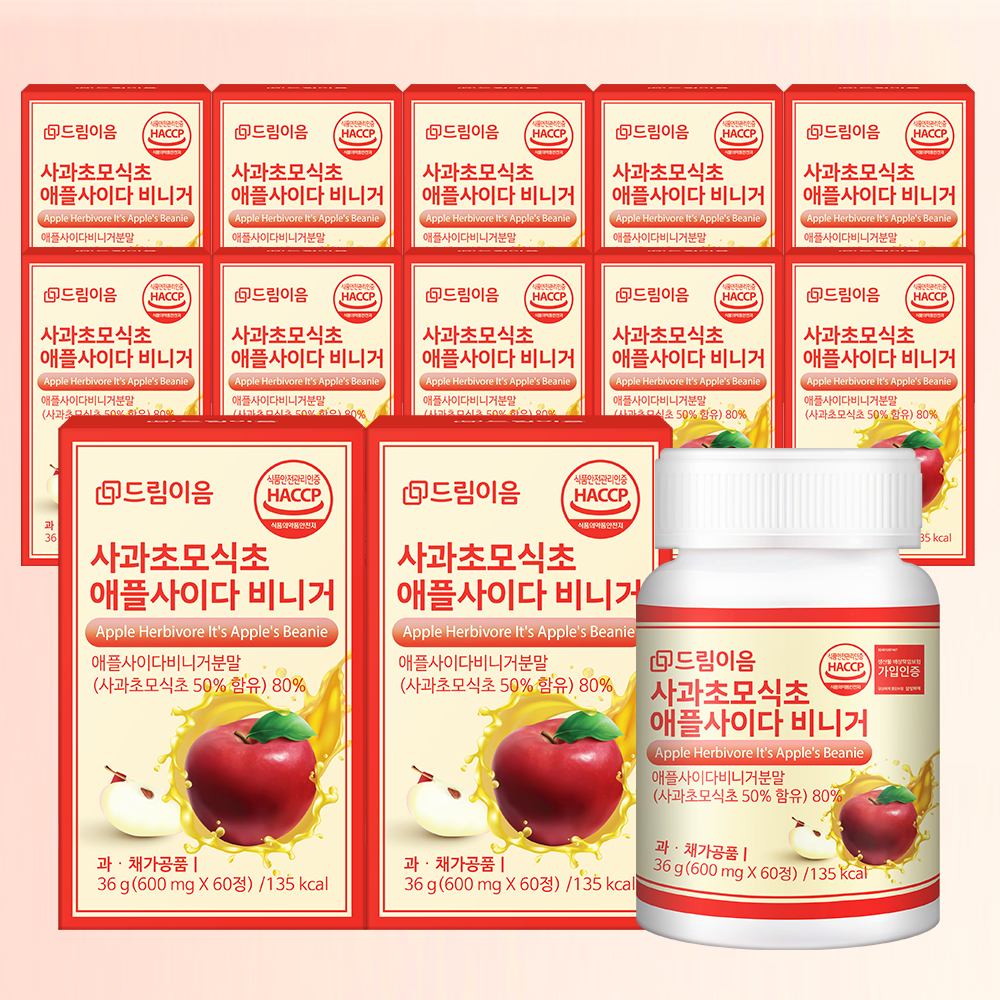 드림이음 유기농 사과초모식초 애플사이다비니거 애사비 정 600mg 60정 X 12박스