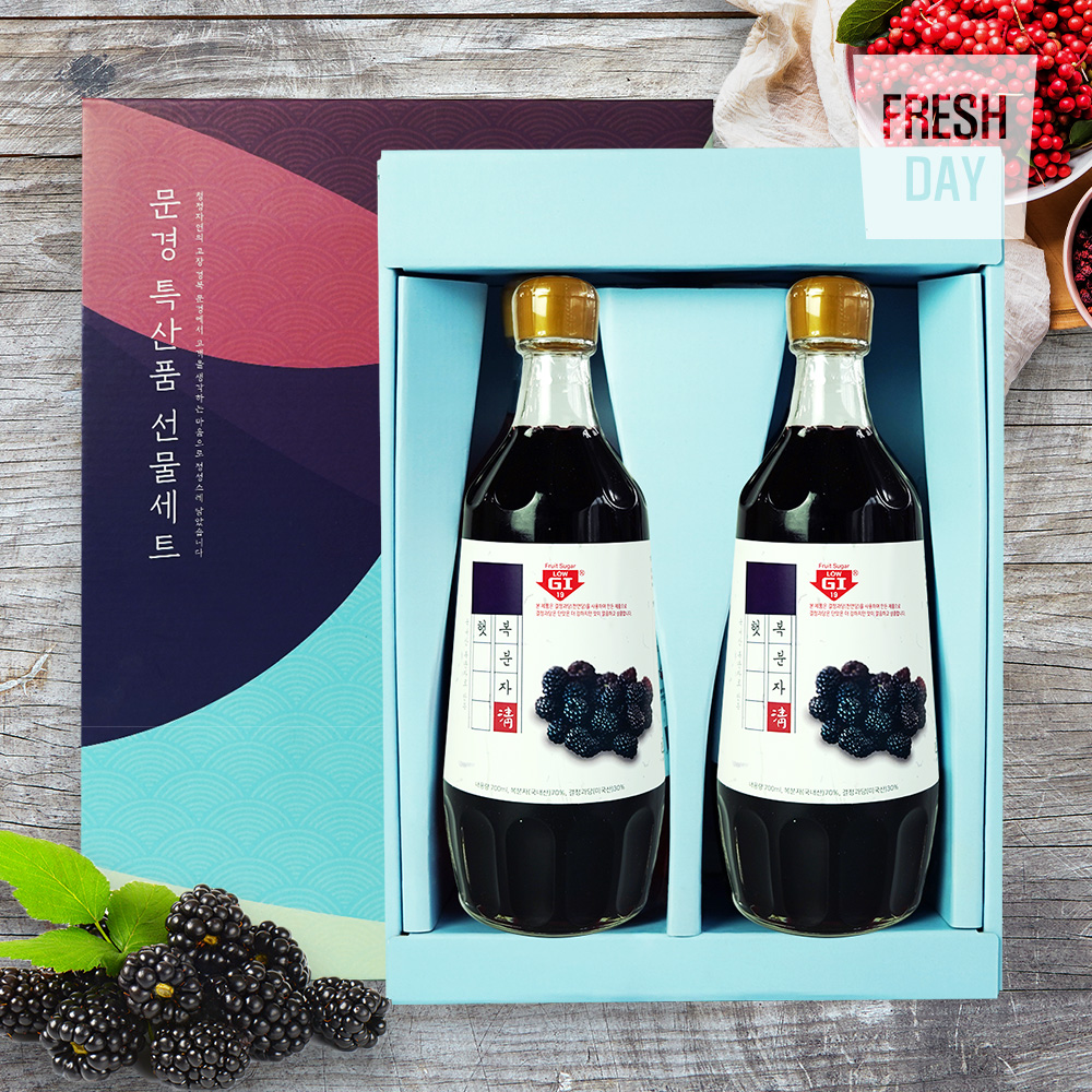 [프레시데이] 국내산 문경 복분자 청 원액 선물세트 700ml*2병 대표이미지 섬네일