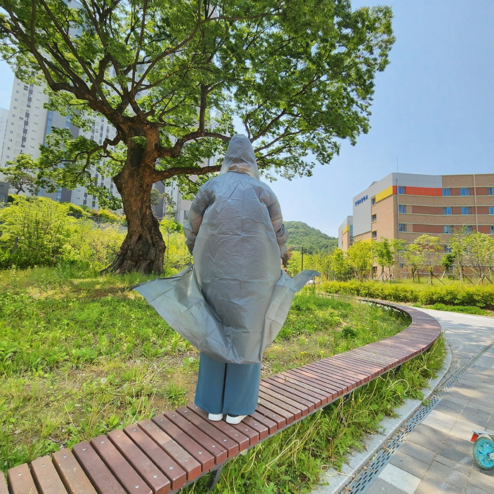 EVA 예쁜 무지 4컬러 남여공용 레인코트 판초우비 성인용우비