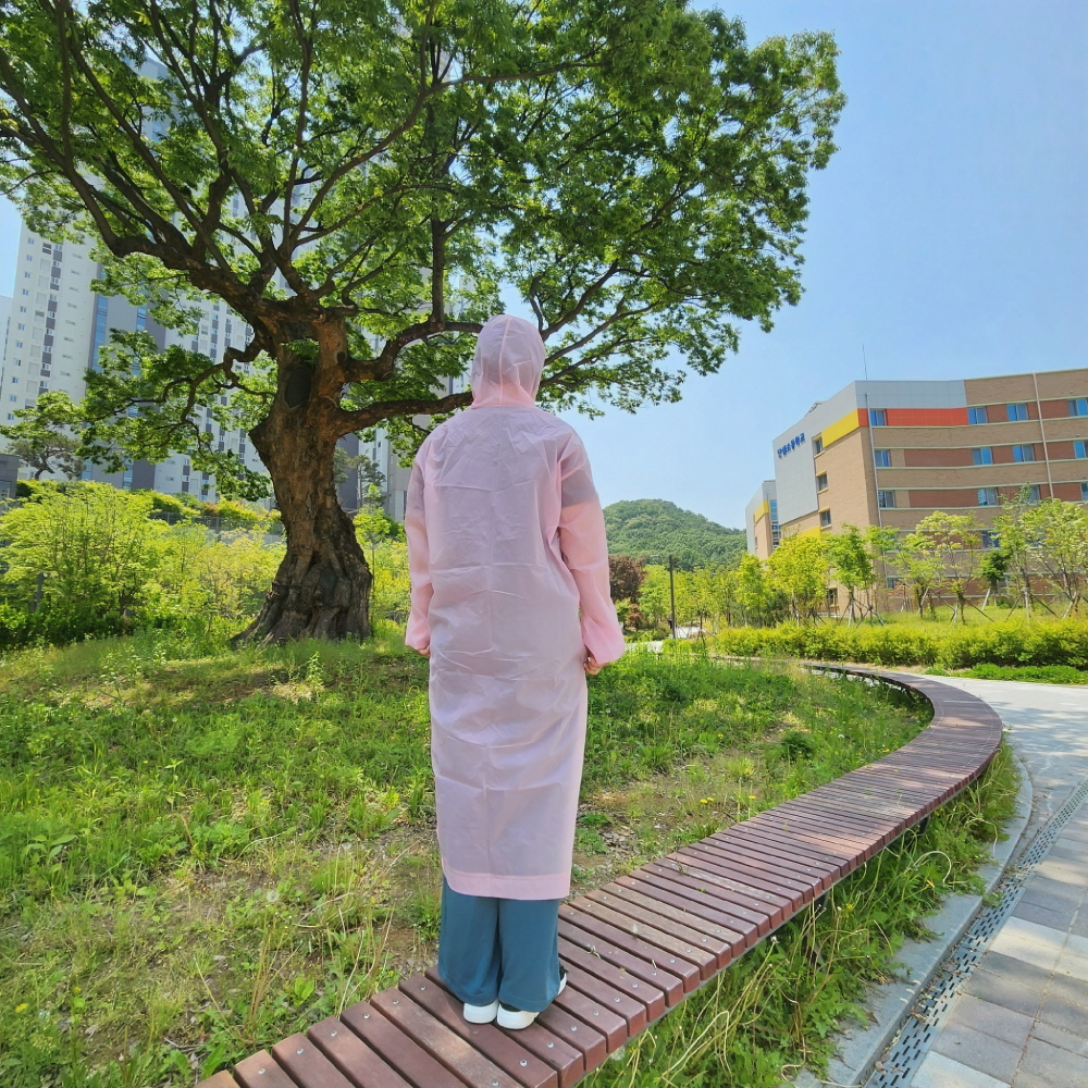 EVA 예쁜 무지 4컬러 남여공용 레인코트 판초우비 성인용우비