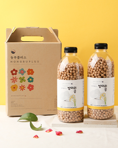 농부플러스 렌틸콩 병아리콩 국산 잡곡 찰현미 2병 선물세트