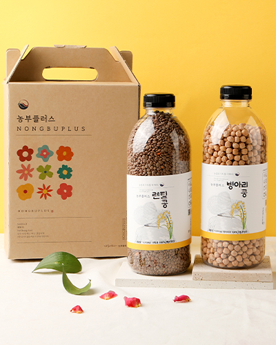 농부플러스 렌틸콩 병아리콩 국산 잡곡 찰현미 2병 선물세트 대표이미지 섬네일
