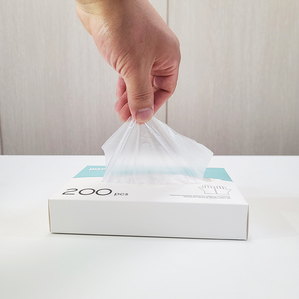 티슈처럼 쉽게 뽑아서 사용하는 일회용 비닐장갑 위생장갑 200매 대표이미지 섬네일