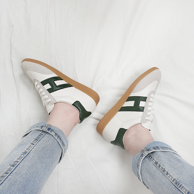 타누 소가죽 H 컬러포인트 키높이 스니커즈 4cm