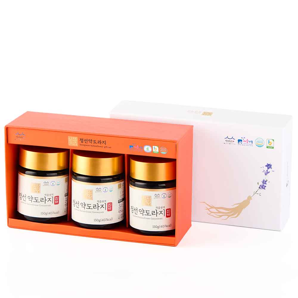 수제 도라지청 정선 약도라지 착즙 발효농축진액 선물세트 (150g x 3병)
