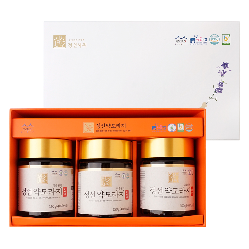 수제 도라지청 정선 약도라지 착즙 발효농축진액 선물세트 (150g x 3병) 대표이미지 섬네일