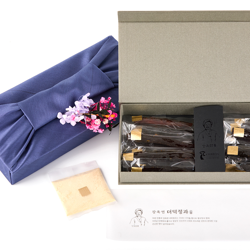 강옥연 국산 더덕정과250G  선물세트+보자기+드라이플라워