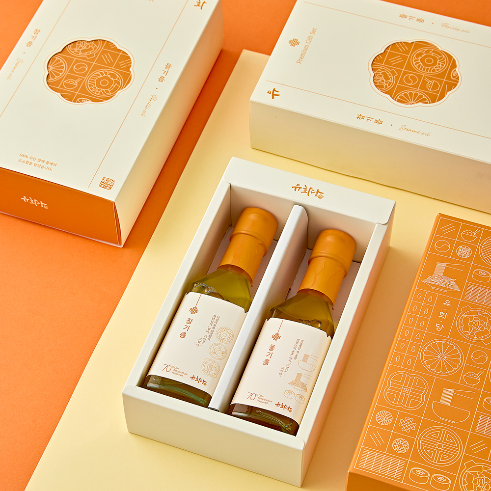 직접 짠 저온압착 국산 참기름 들기름 180ml 세트 HACCP