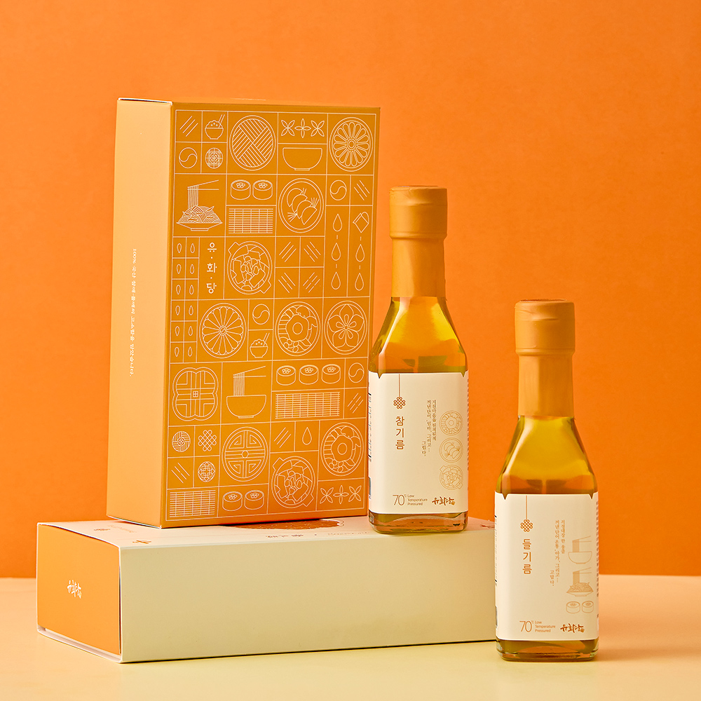 직접 짠 저온압착 국산 참기름 들기름 180ml 세트 HACCP