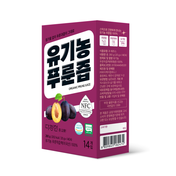 다정헌 유기농 푸룬즙 NFC 착즙 유기농 푸룬주스 100% 스틱 14입