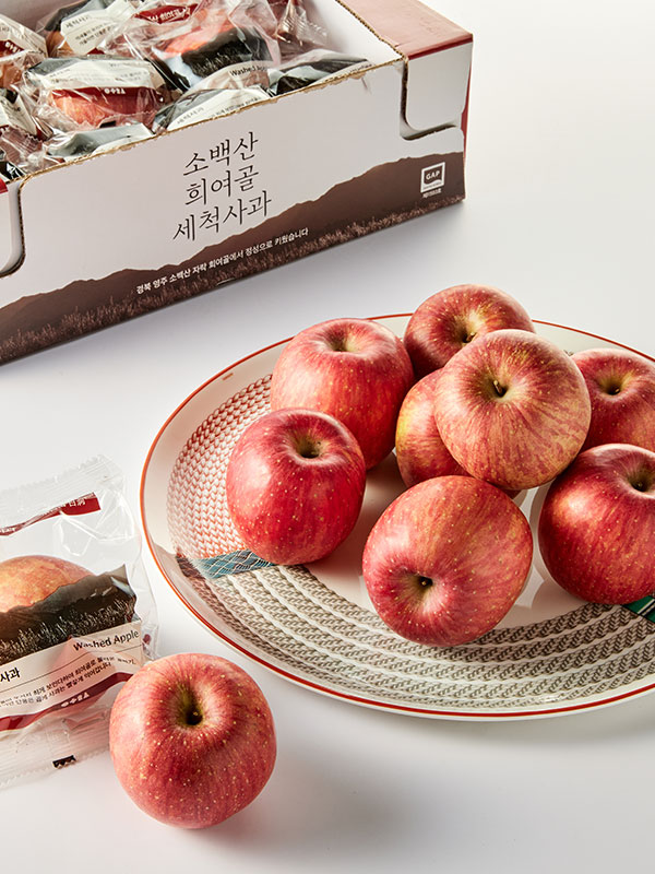 소백산 희여골 세척사과 2kg(9~12입)-개별포장 대표이미지 섬네일
