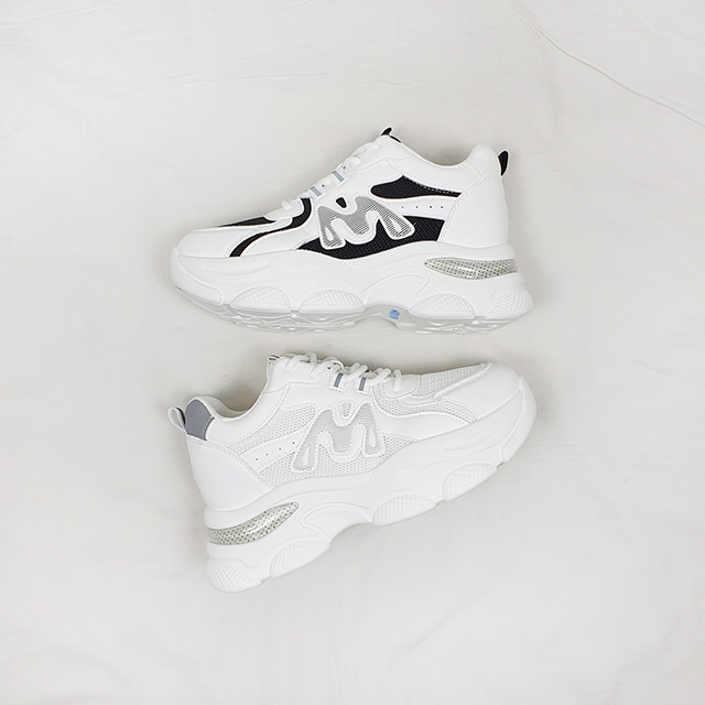 아체 메쉬 패턴 스탠딩 키높이 통굽 스니커즈 9cm