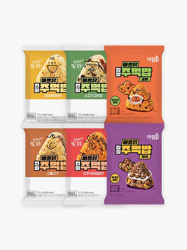 바쁘닭 찹쌀&현미주먹밥 6종 (100g×12개)
