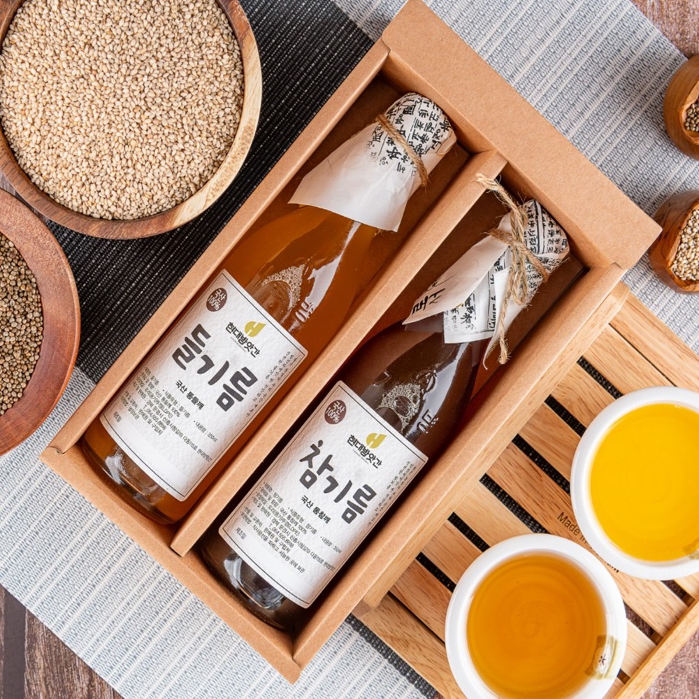 100% 국산 참기름 들기름 선물세트 350ml