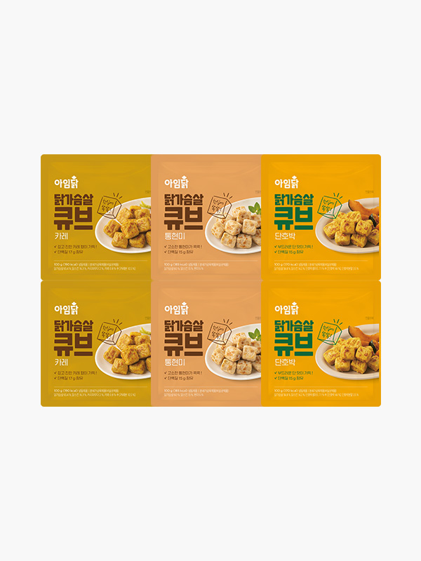 한입쏙쏙 닭가슴살 큐브 3종 (100g×6팩)