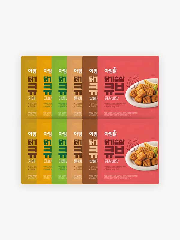 한입쏙쏙 닭가슴살 큐브 6종 (100g×12팩)
