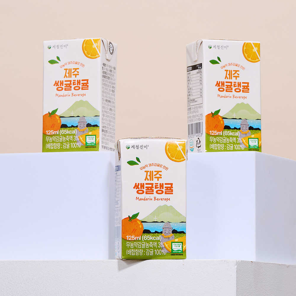 제철진미 쌩귤탱귤 제주 무농약 감귤쥬스 125ml 1박스 24개입