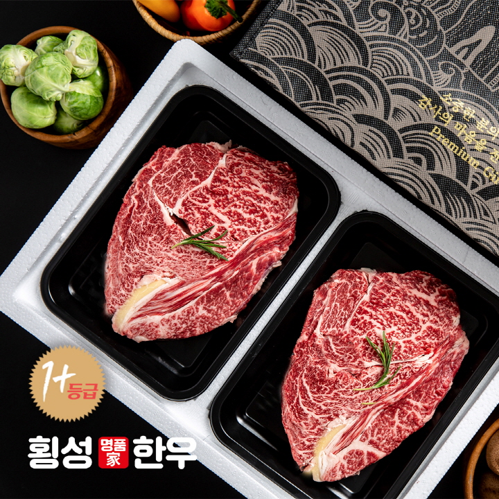 횡성명품한우1+등급 명품 한우로스구이세트1호 0.8kg(등심 400gx2팩)