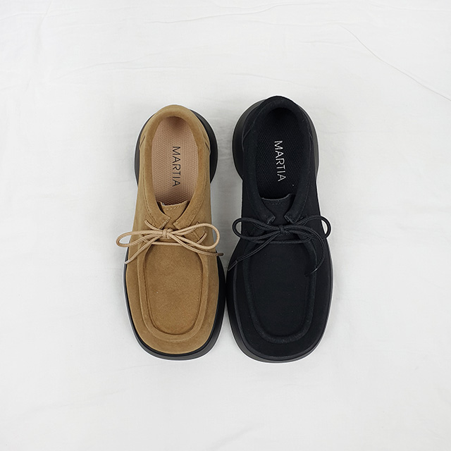 다로 국산 스퀘어 클래식 세무 U팁 키높이 통굽 로퍼 6cm