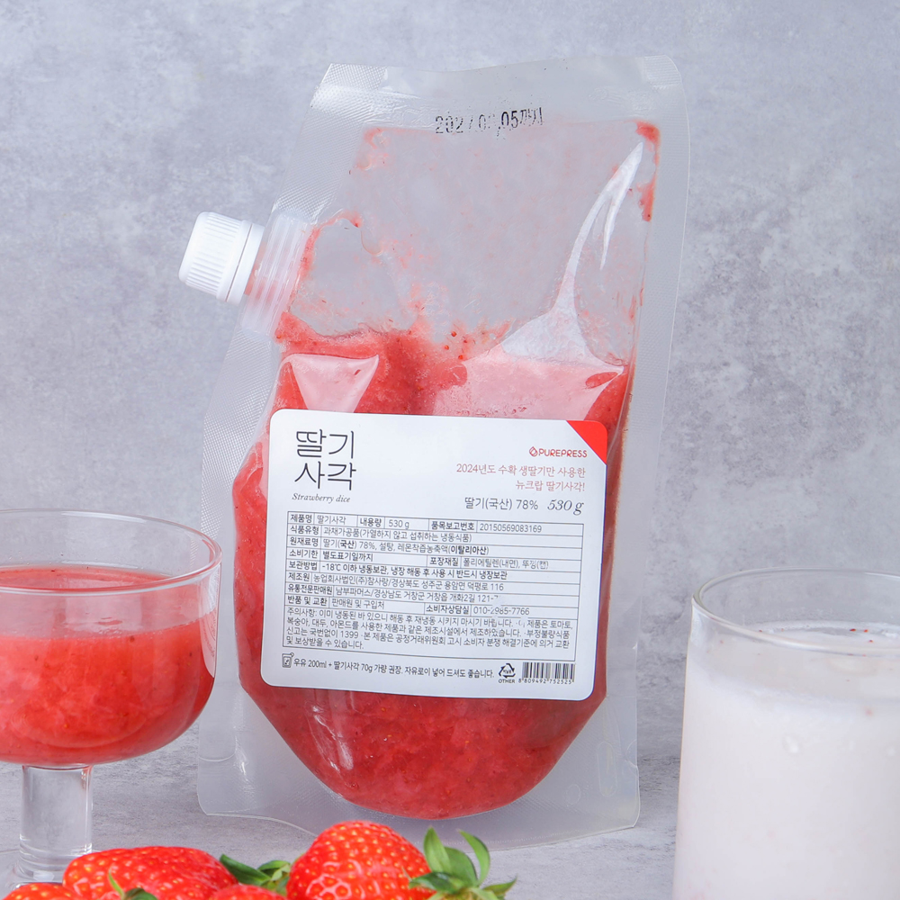 딸기사각 국산 냉동 가당 딸기 530g 1팩