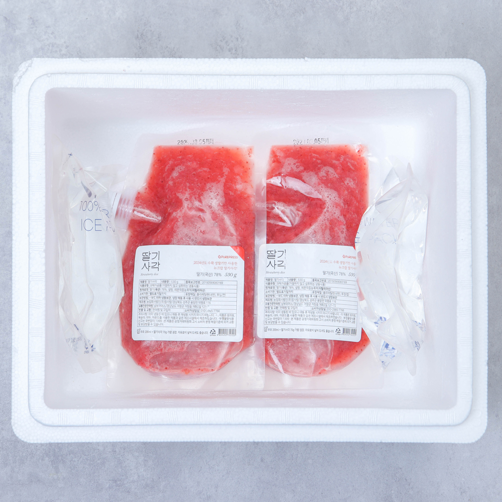 딸기사각 국산 냉동 가당 딸기 530g 1팩