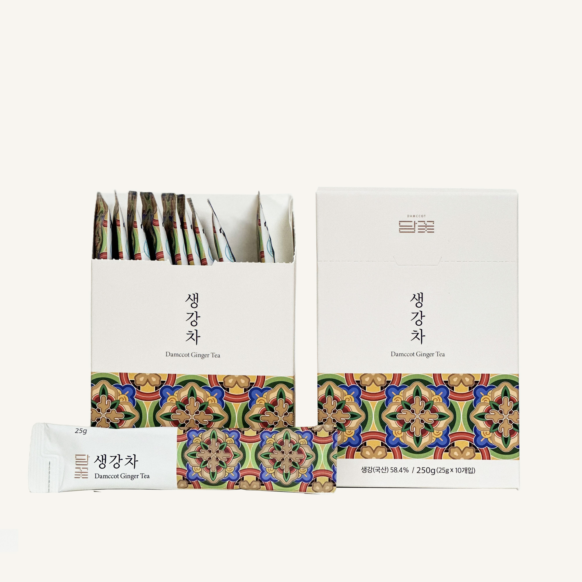 국내산 생강차 선물세트 스틱형 500g (25gX10개입X2박스) 담꽃 생강청 진저티