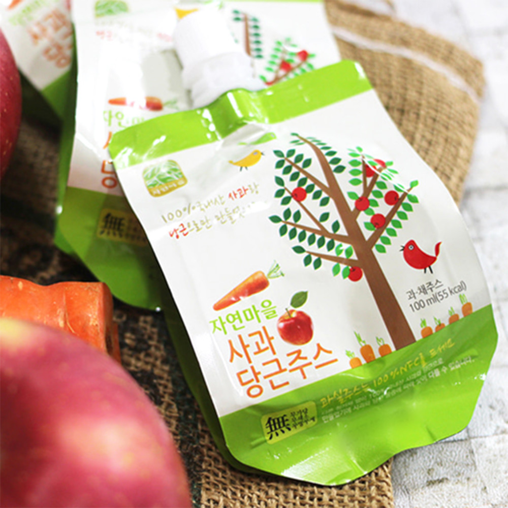 자연마을 국내산 착즙 사과당근주스 100ml*20팩