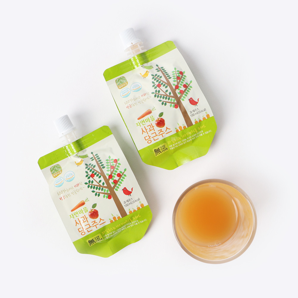 자연마을 국내산 착즙 사과당근주스 100ml*20팩