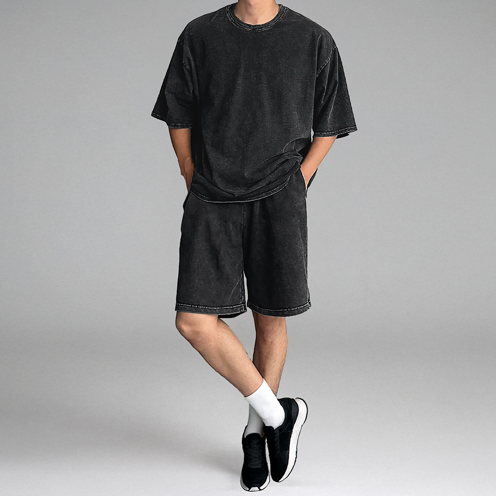 피그먼트 트레이닝복 세트 워싱 반팔 반바지 셋업 남여공용 헬스복