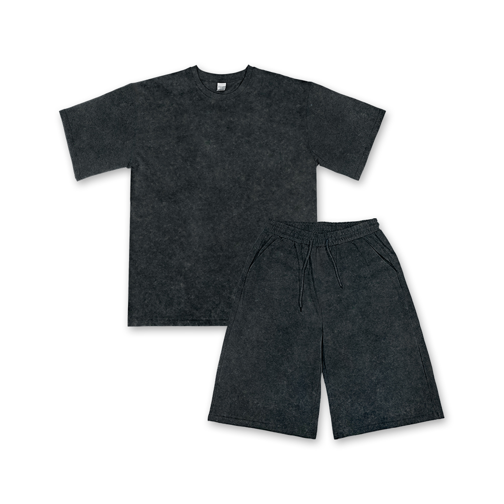 피그먼트 트레이닝복 세트 워싱 반팔 반바지 셋업 남여공용 헬스복