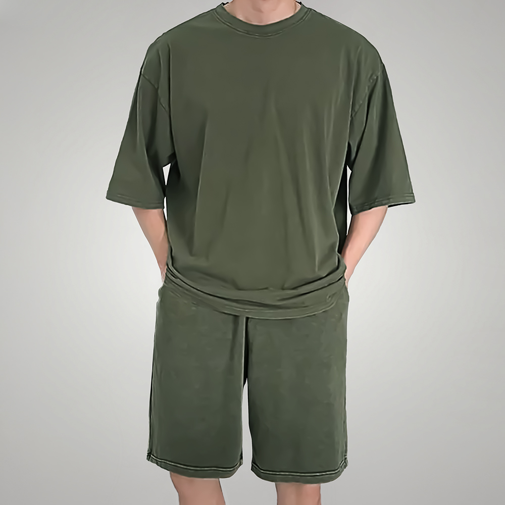 피그먼트 트레이닝복 세트 워싱 반팔 반바지 셋업 남여공용 헬스복