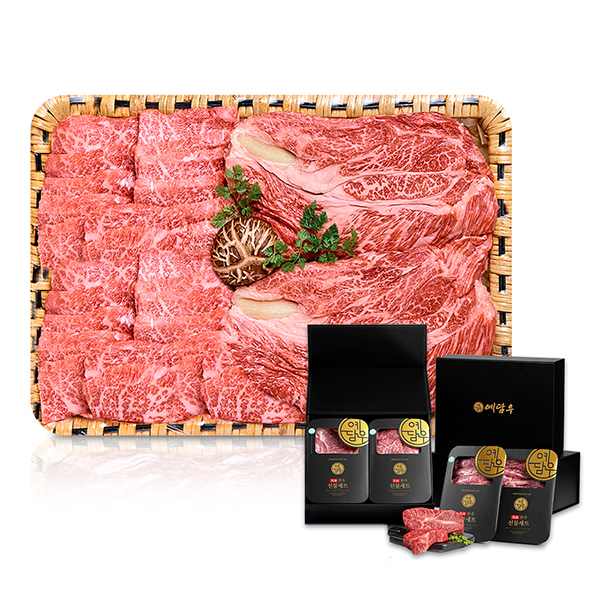 [예담우] 1++등급 한우 프리미엄E 세트 1kg(살치살250x2팩+등심250x2팩) 대표이미지 섬네일