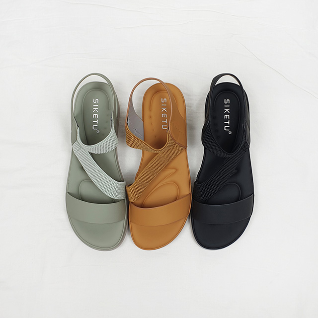 라키 가벼운 사선 밴딩 쿠션 키높이 웨지 샌들 4cm