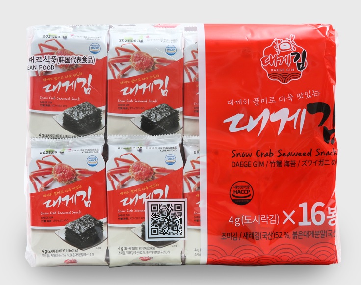 대게김 도시락김(4g*16봉) 1팩/2팩/3팩