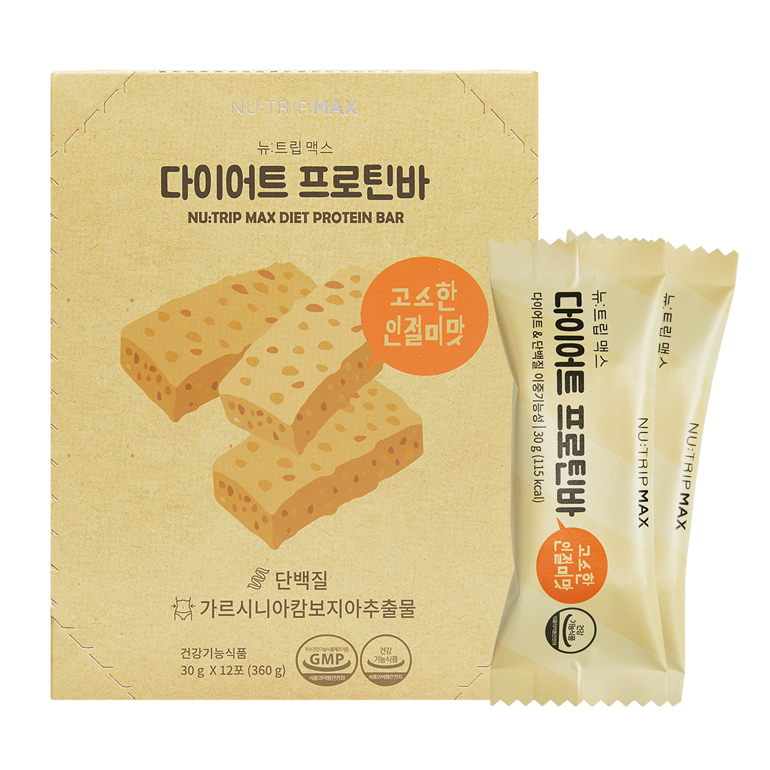 [뉴트립] 무설탕 단백질 다이어트 프로틴바 인절미맛 30 g*12포 (360 g)