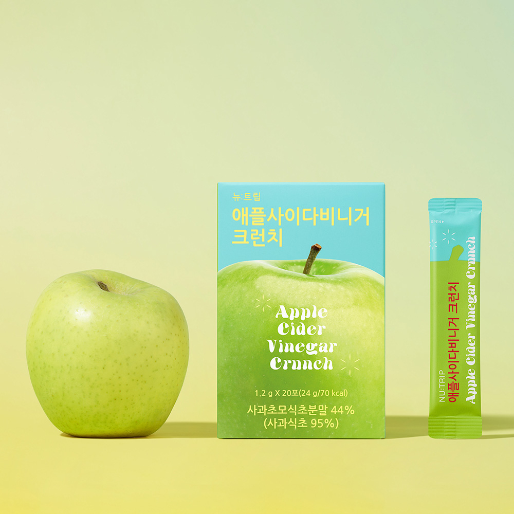 [뉴트립] 100% 자연발효 유기농 영국산 애플사이다비니거 크런치 1.2 g*20포 (24 g)